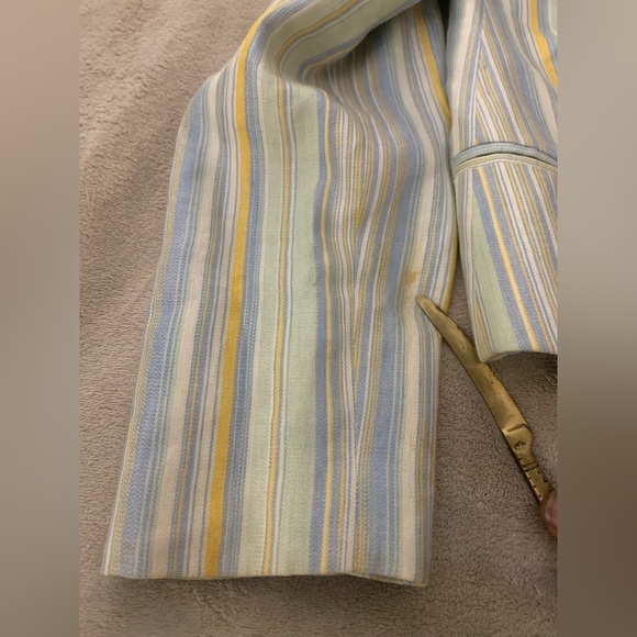 SALVATORE FERRAGAMO 2 Piece Striped Blue Yellow Suite Skirt Preppy High Fashion - Picture 5 of 15